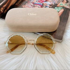 CHLOÉ Tally Scalloped Seashell 56mm Sunglasses